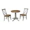 International Concepts Round 30 in Rd Top Pedestal Table, 2 X-Back Chairs, Hickory/Stone, 30 in W, 30 in L, 29.9 in H, Wood K41-30RT-27B-C613-2 - alternate 1
